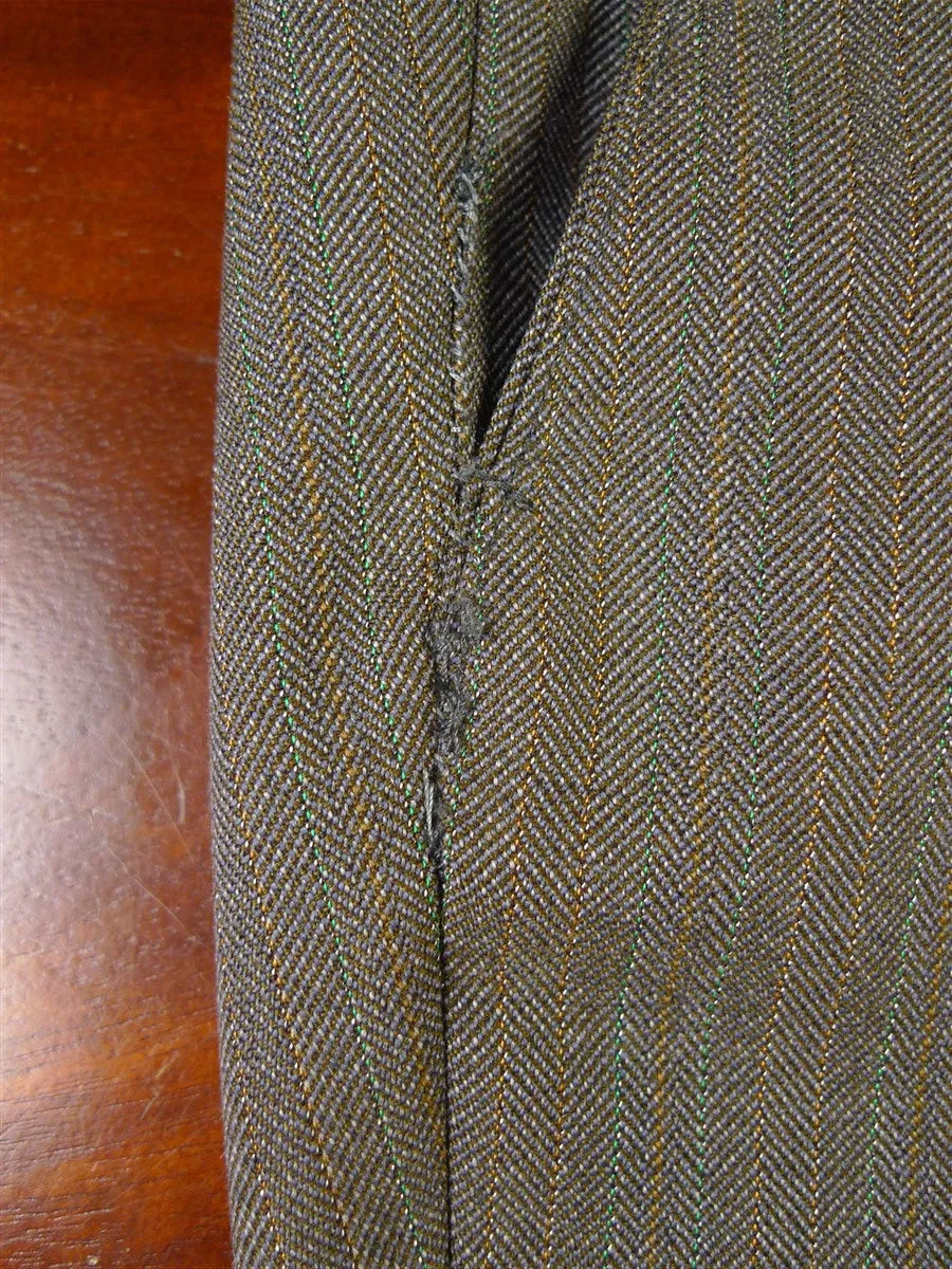 080824/016 apsley mayfair savile row bespoke brown / green multi-pinstripe worsted town & country suit 41 short