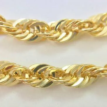 10K Yellow Gold 3.5mm Unisex Diamond Cut Rope Chain Necklace