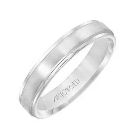 14k White Gold Horizontal Brushed Finish with Polished edge, size 10