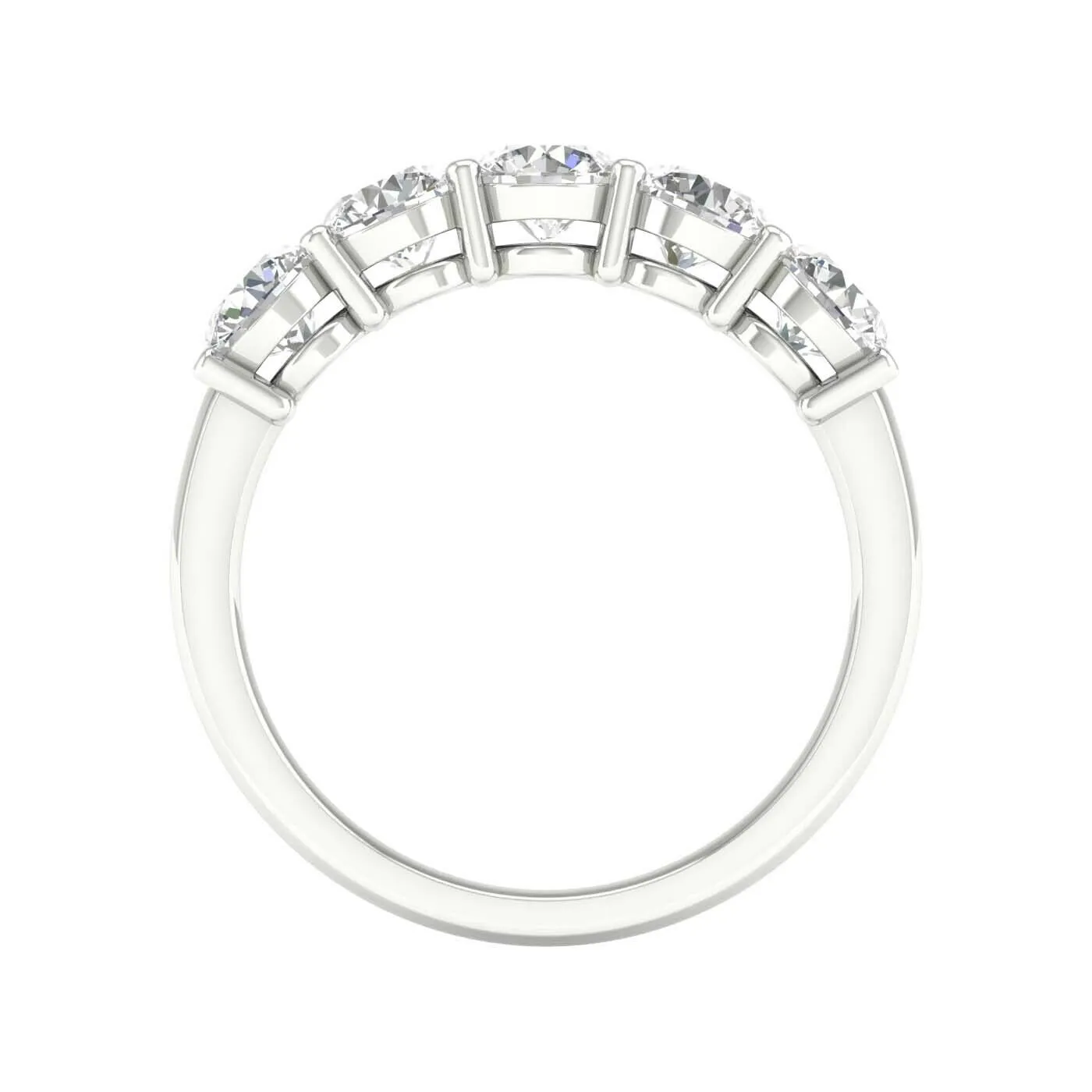 14K White Gold Lab Grown 5 Stone Diamond Band