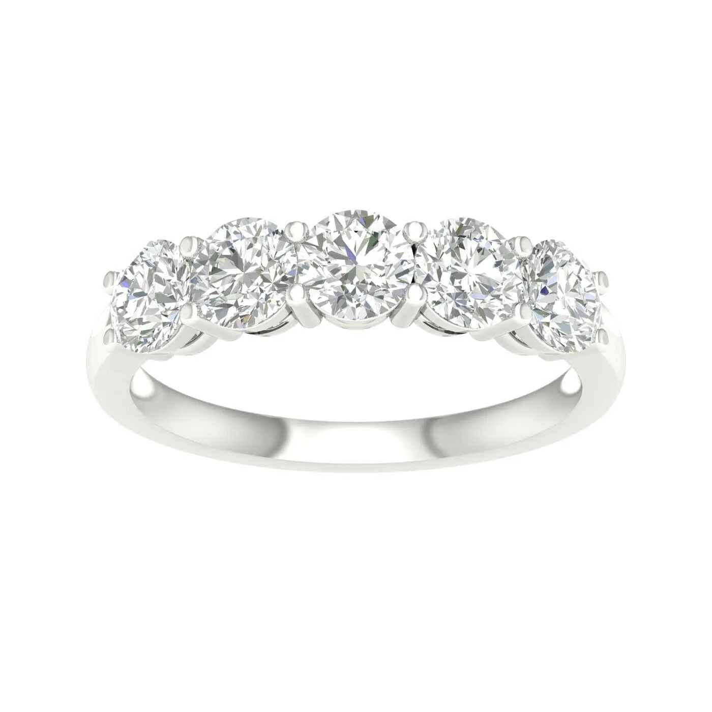 14K White Gold Lab Grown 5 Stone Diamond Band