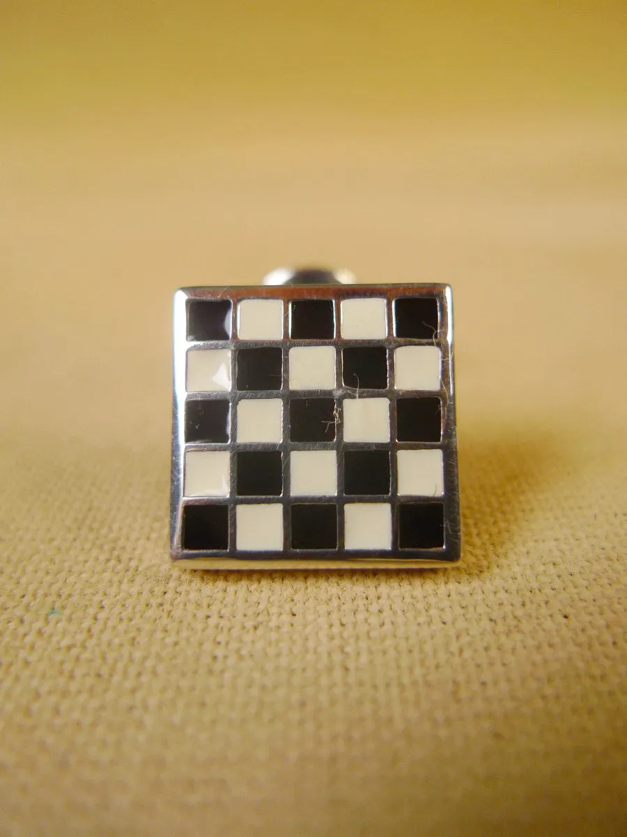 24/0383bw turnbull & asser black white chequerboard design cufflinks