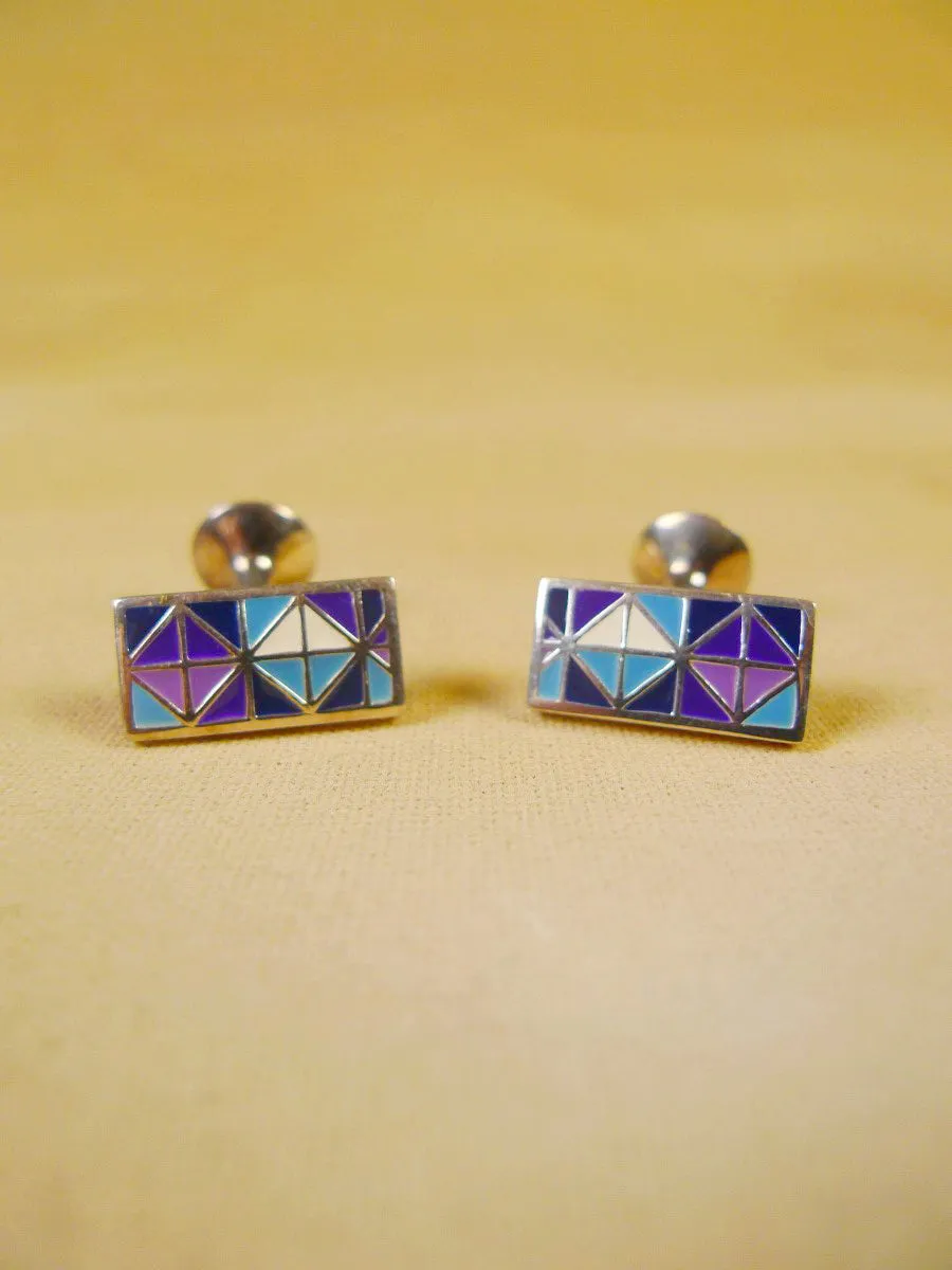 24/0384bp turnbull & asser blue purple diamonds design cufflinks