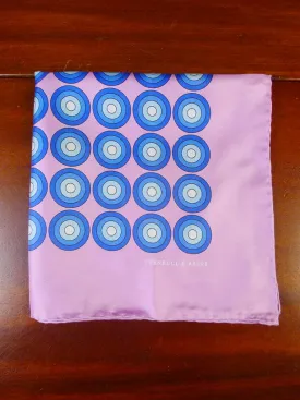 24/0399 new Turnbull & Asser JERMYN ST. mauve blue target pattern all silk pocket square