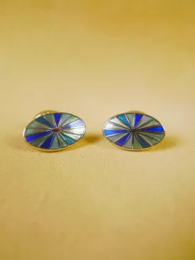 24/0401a thomas pink green / blue sunburst design cufflinks