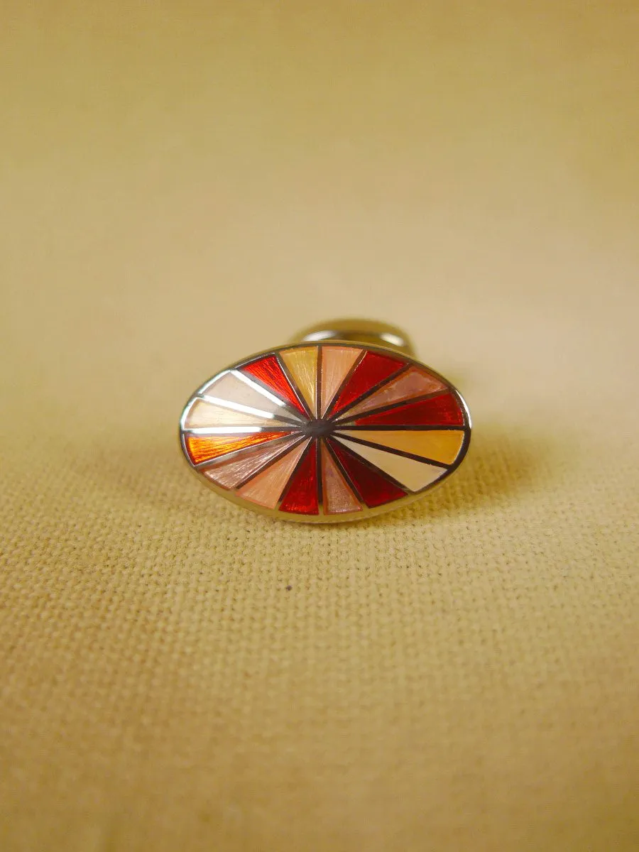 24/0402 thomas pink rose / red sunburst design cufflinks