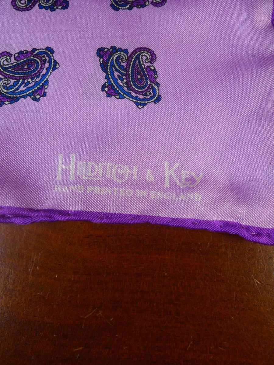 24/0428 new hilditch & key JERMYN ST. pink paisley design all silk pocket square