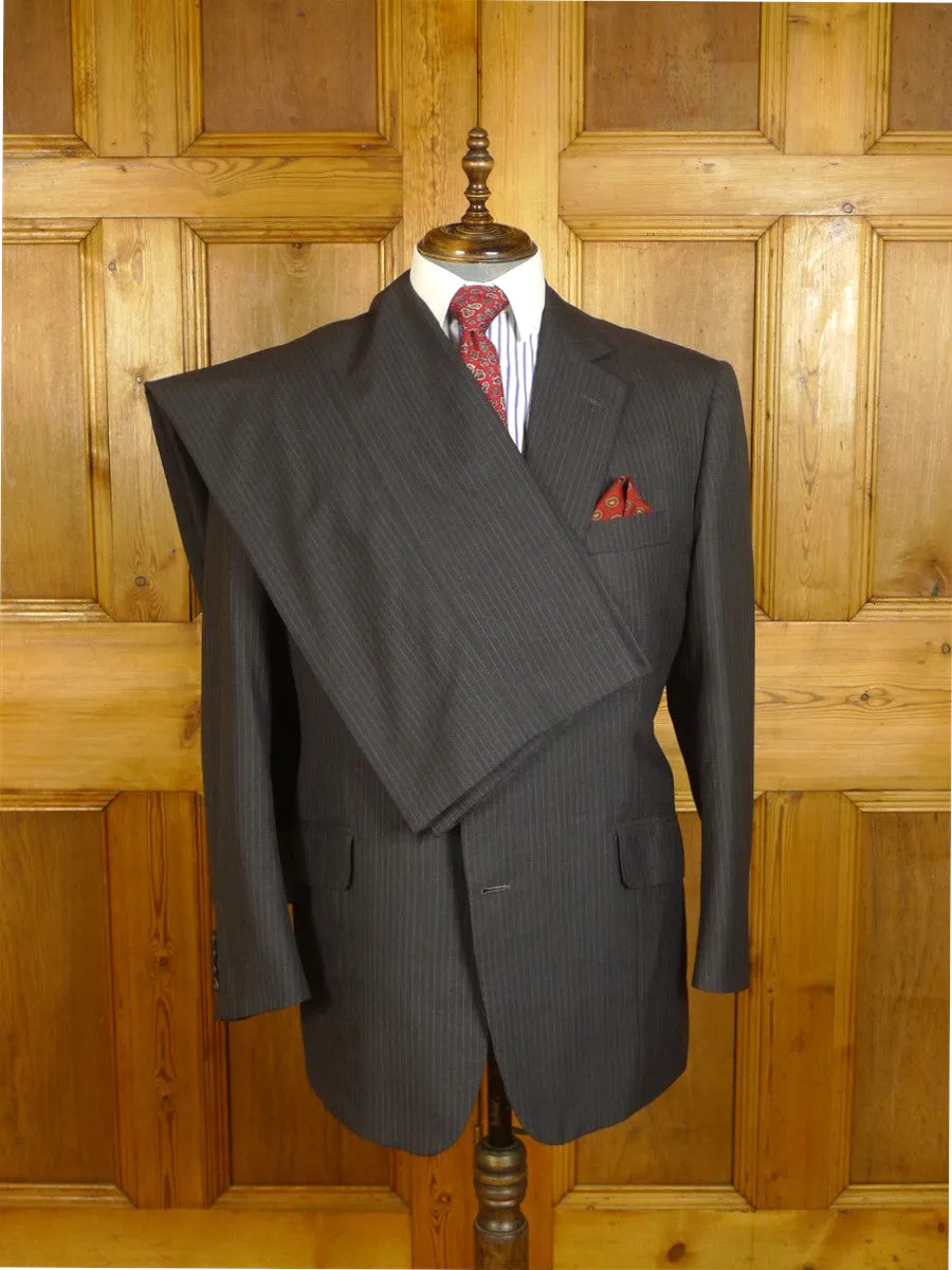 24/0885 kilgour french stanbury 2002 savile row bespoke grey pin-stripe wool suit 47 short to regular