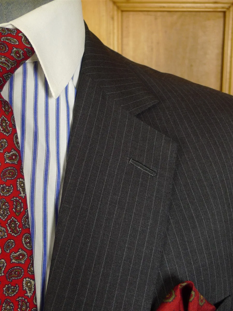 24/0885 kilgour french stanbury 2002 savile row bespoke grey pin-stripe wool suit 47 short to regular