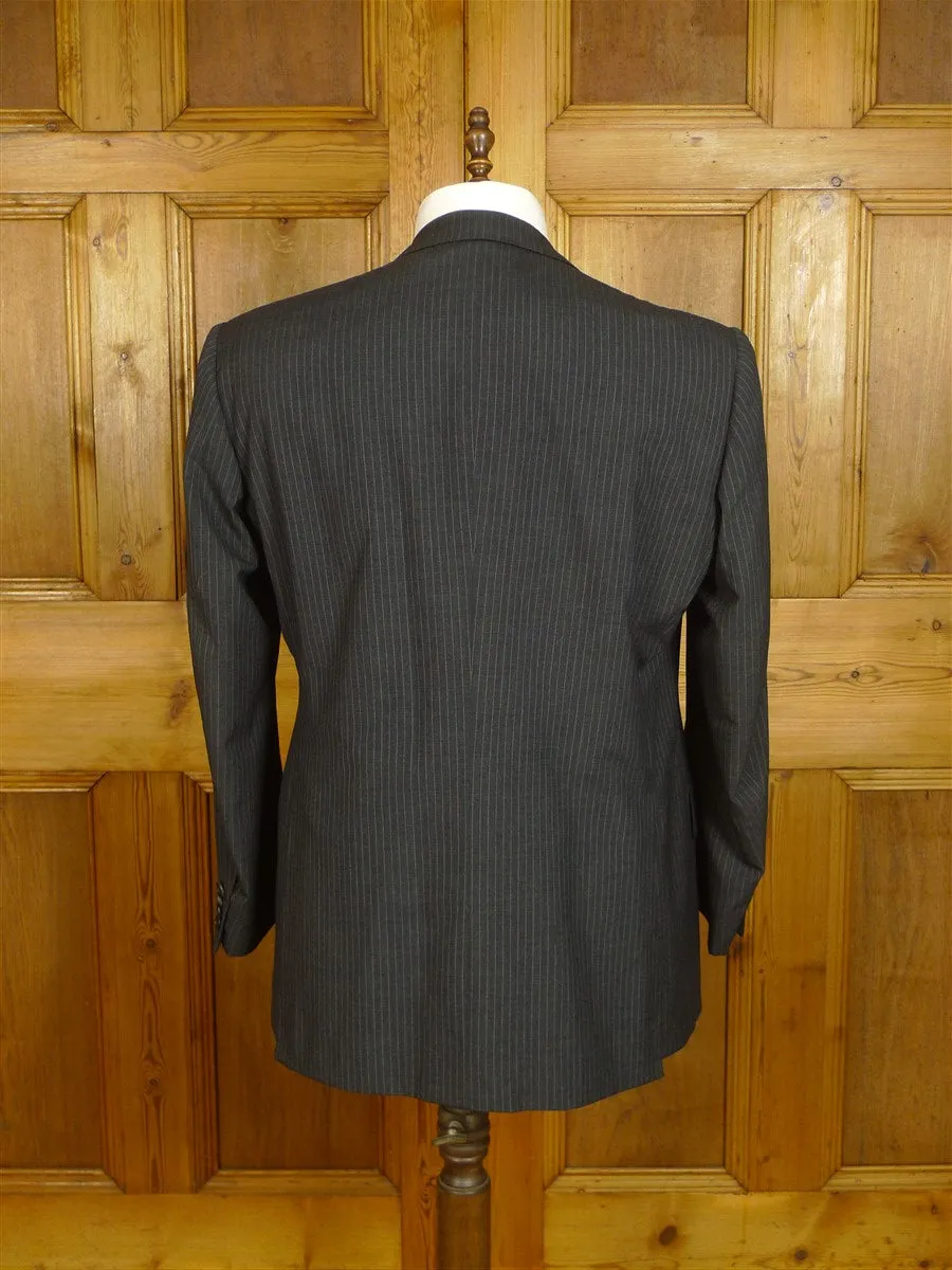 24/0887 immaculate kilgour french stanbury 1994 savile row bespoke grey pin-stripe worsted peak lapel suit w/ 2 pr trs 45 regular