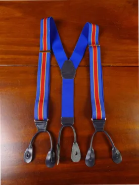 24/0917 immaculate blue red gold woven elastic braces w/ black leather ends multifit