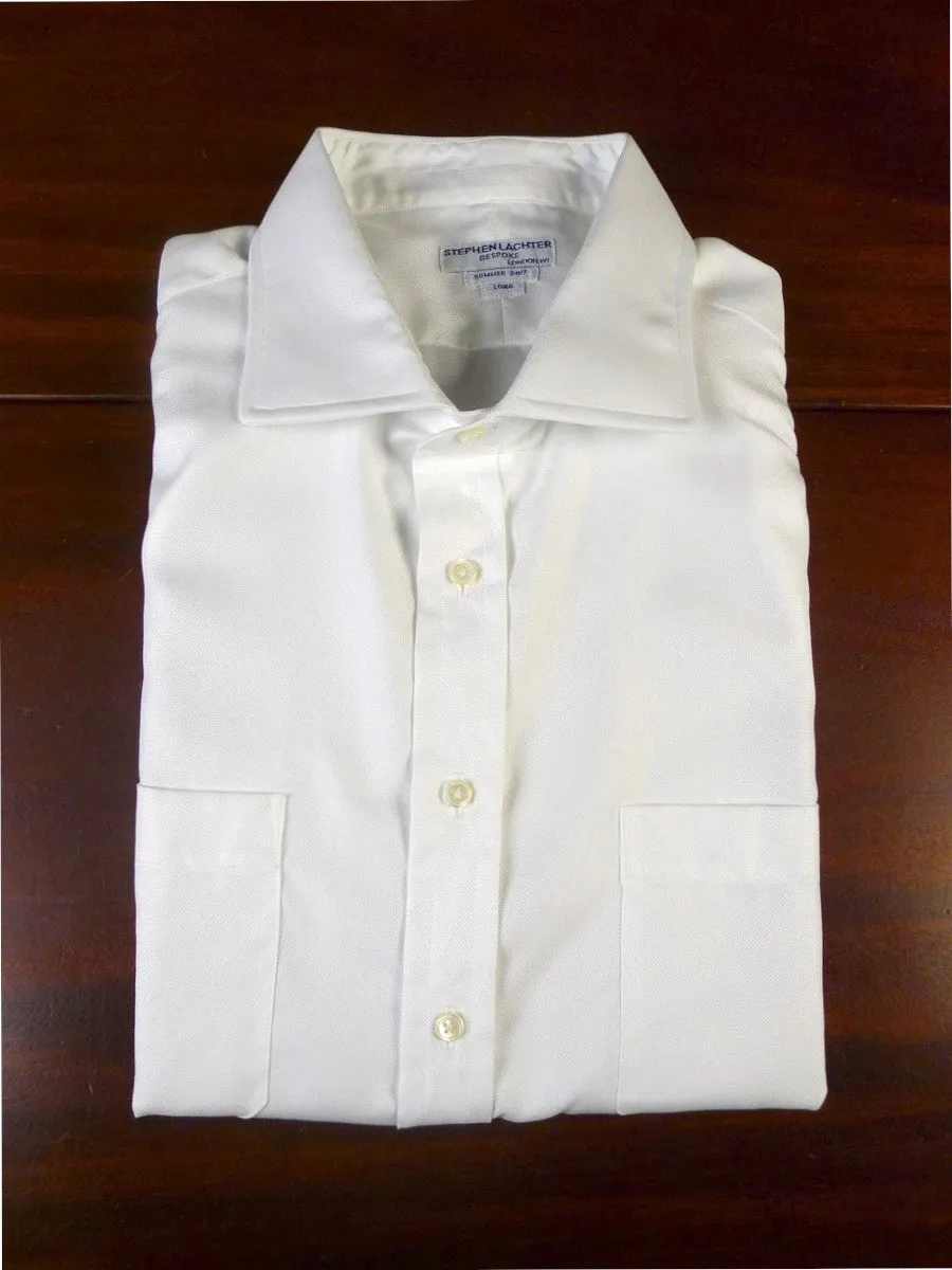 24/0943 immaculate stephen lachter savile row bespoke white cotton s/cuff shirt 18.5