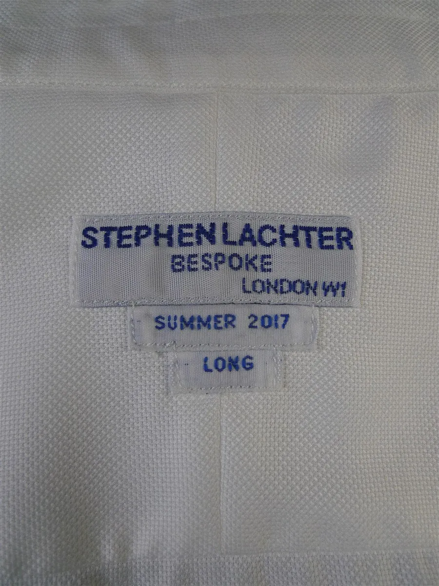 24/0943 immaculate stephen lachter savile row bespoke white cotton s/cuff shirt 18.5