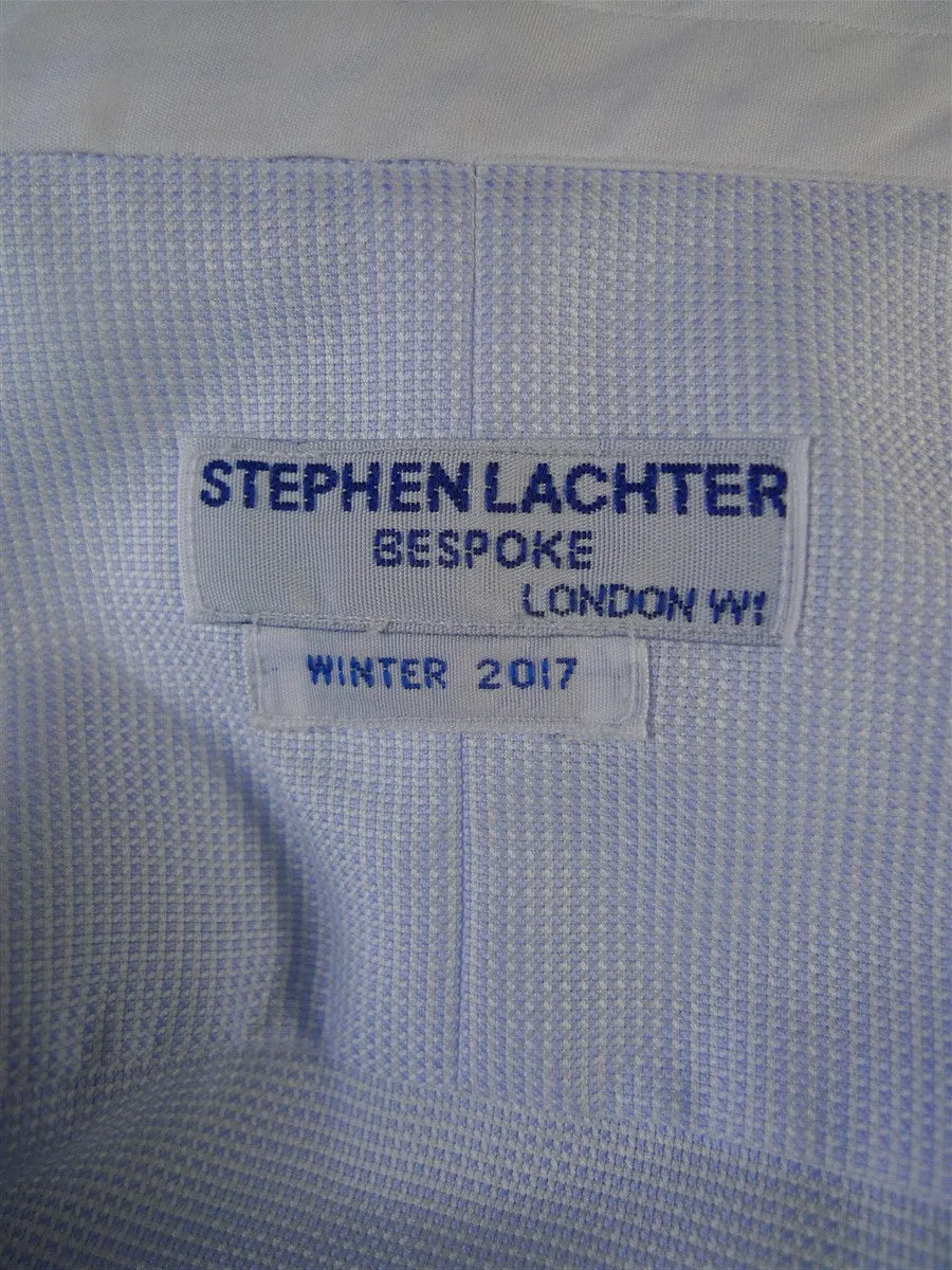 24/0951 immaculate stephen lachter savile row bespoke light blue cotton s/cuff shirt 18.5