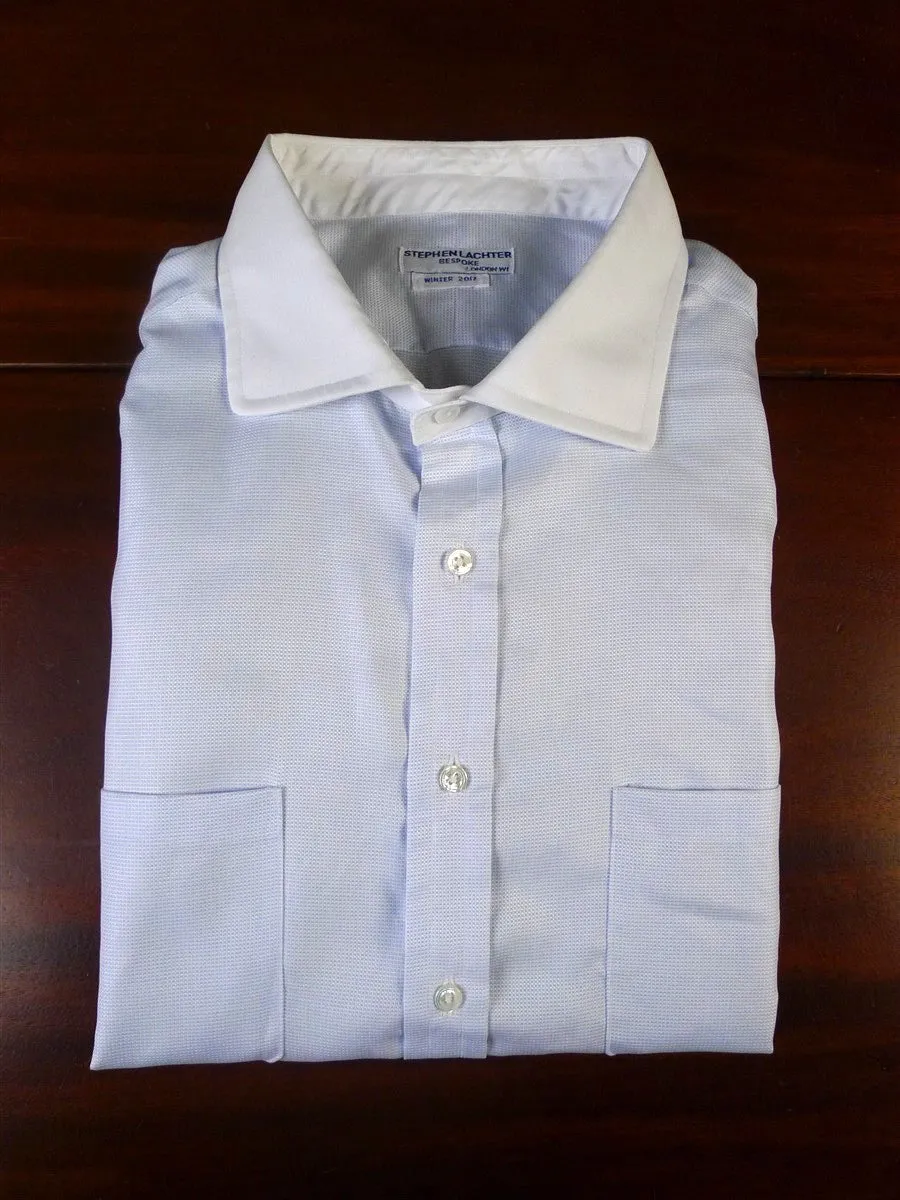 24/0951 immaculate stephen lachter savile row bespoke light blue cotton s/cuff shirt 18.5