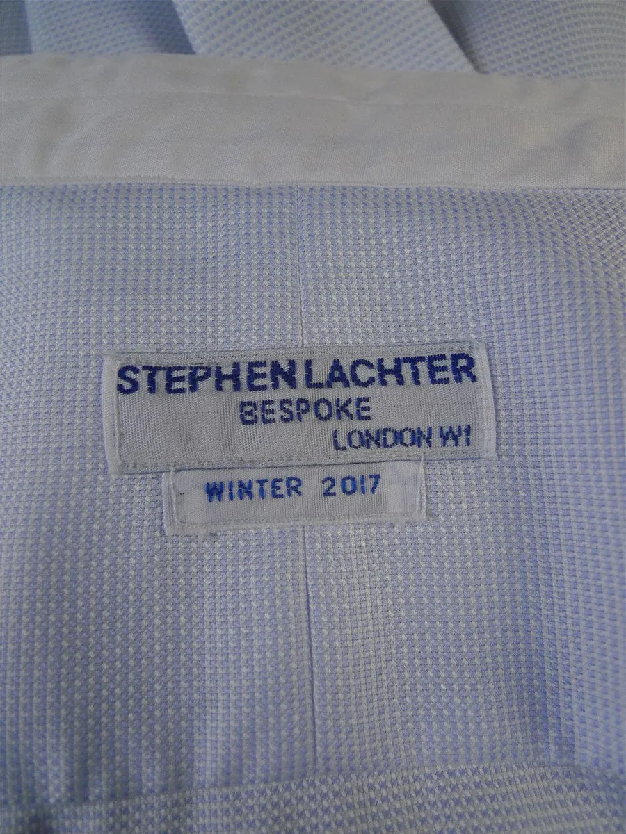 24/0954 immaculate stephen lachter savile row bespoke light blue cotton s/cuff shirt 18.5