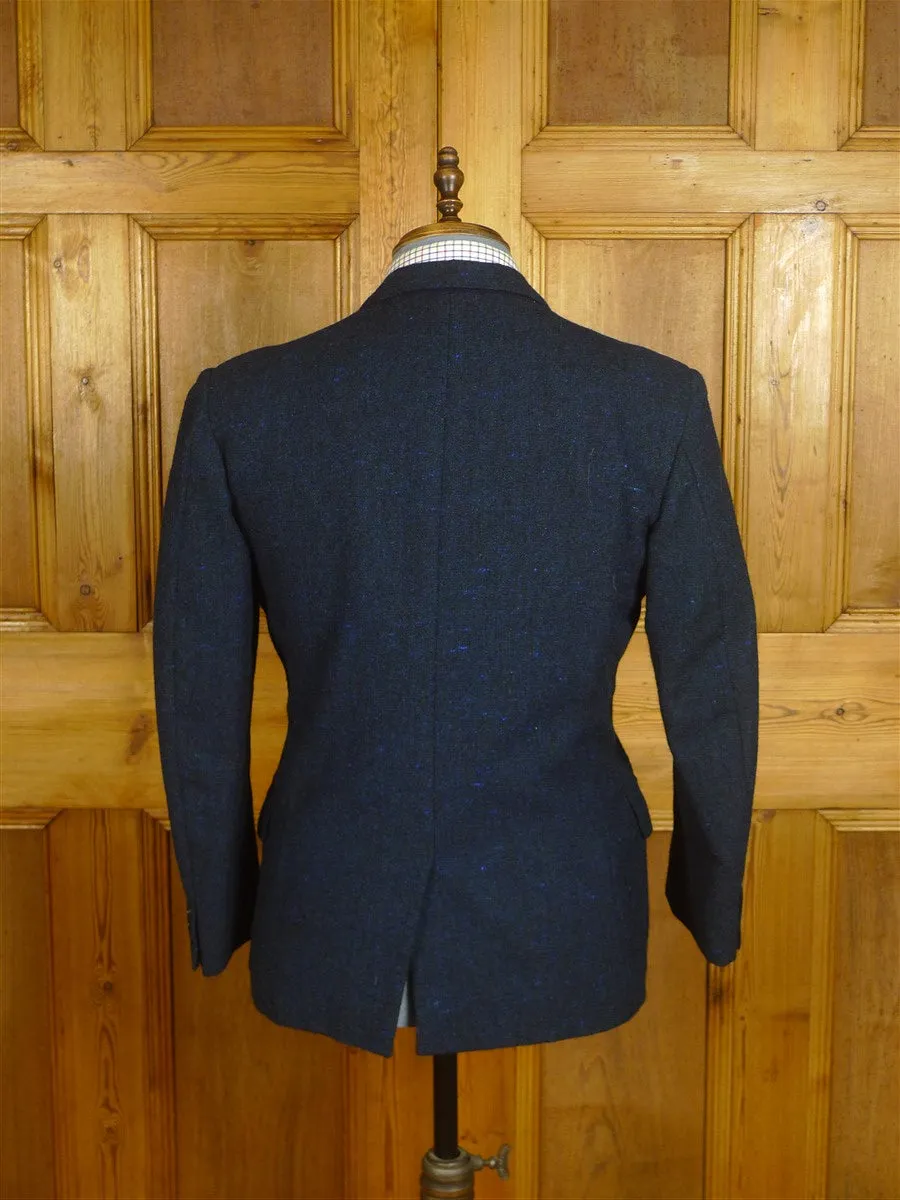 24/0976 beautiful 1950s 1960s vintage 2-tone blue donegal tweed suit w/ patch pockets 39 short