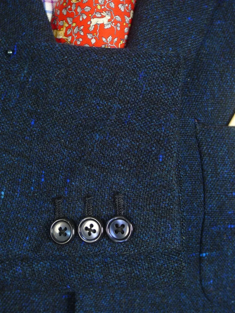 24/0976 beautiful 1950s 1960s vintage 2-tone blue donegal tweed suit w/ patch pockets 39 short