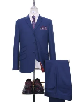 3 Piece Suit - Midnight Blue Herringbone Suit