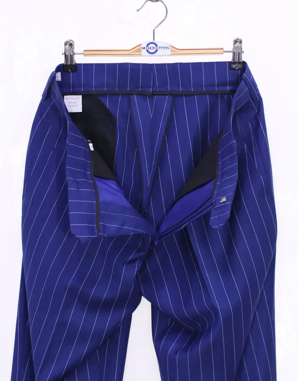 60s Mod Style Royal Blue Pinstripe Suit