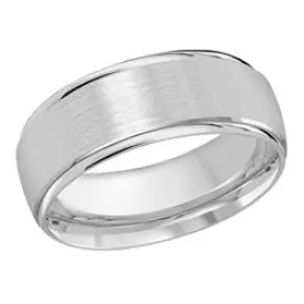 8MM White Gold Carved Satin Wedding Band