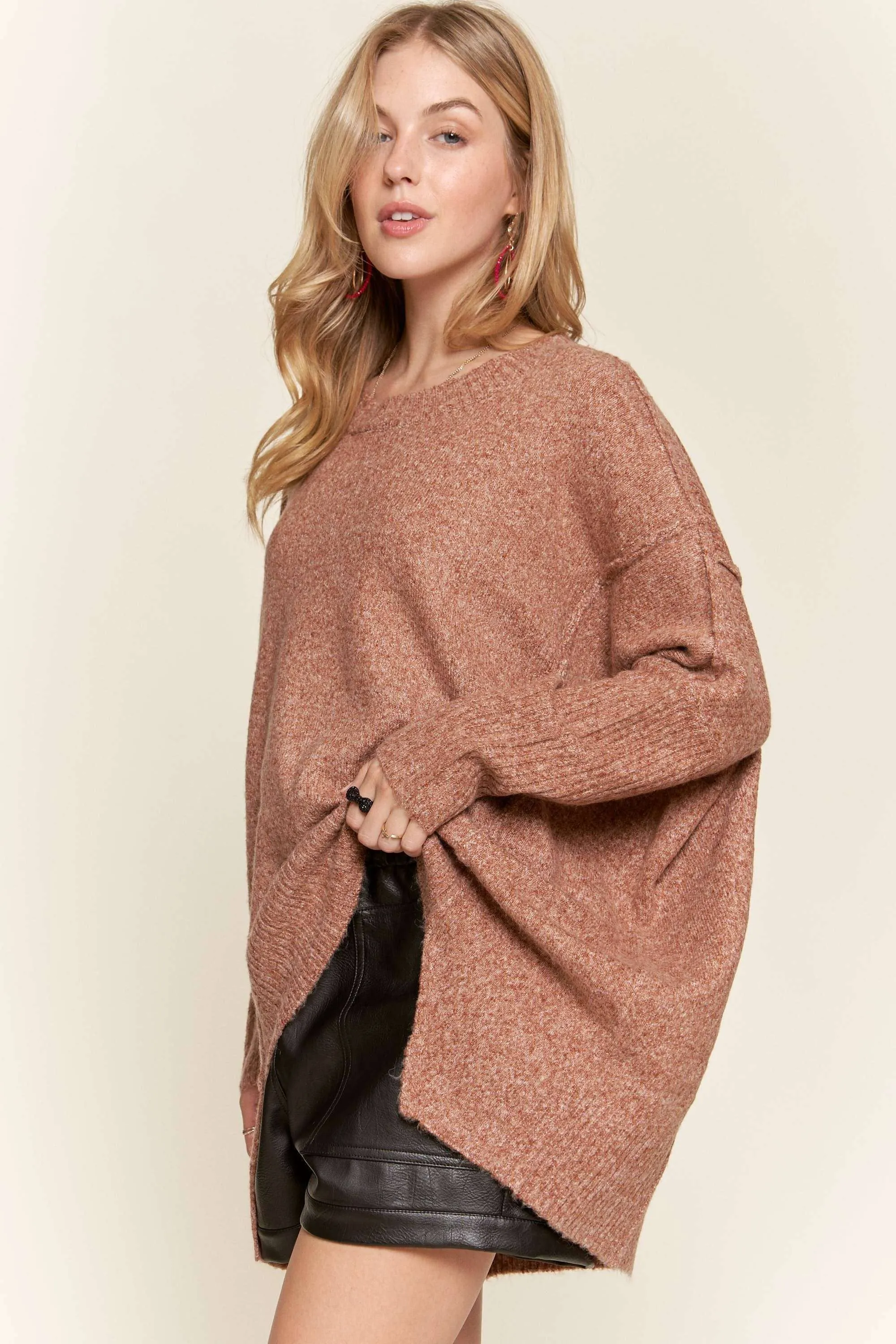 Adora Oversized Rust Knit Tunic Top