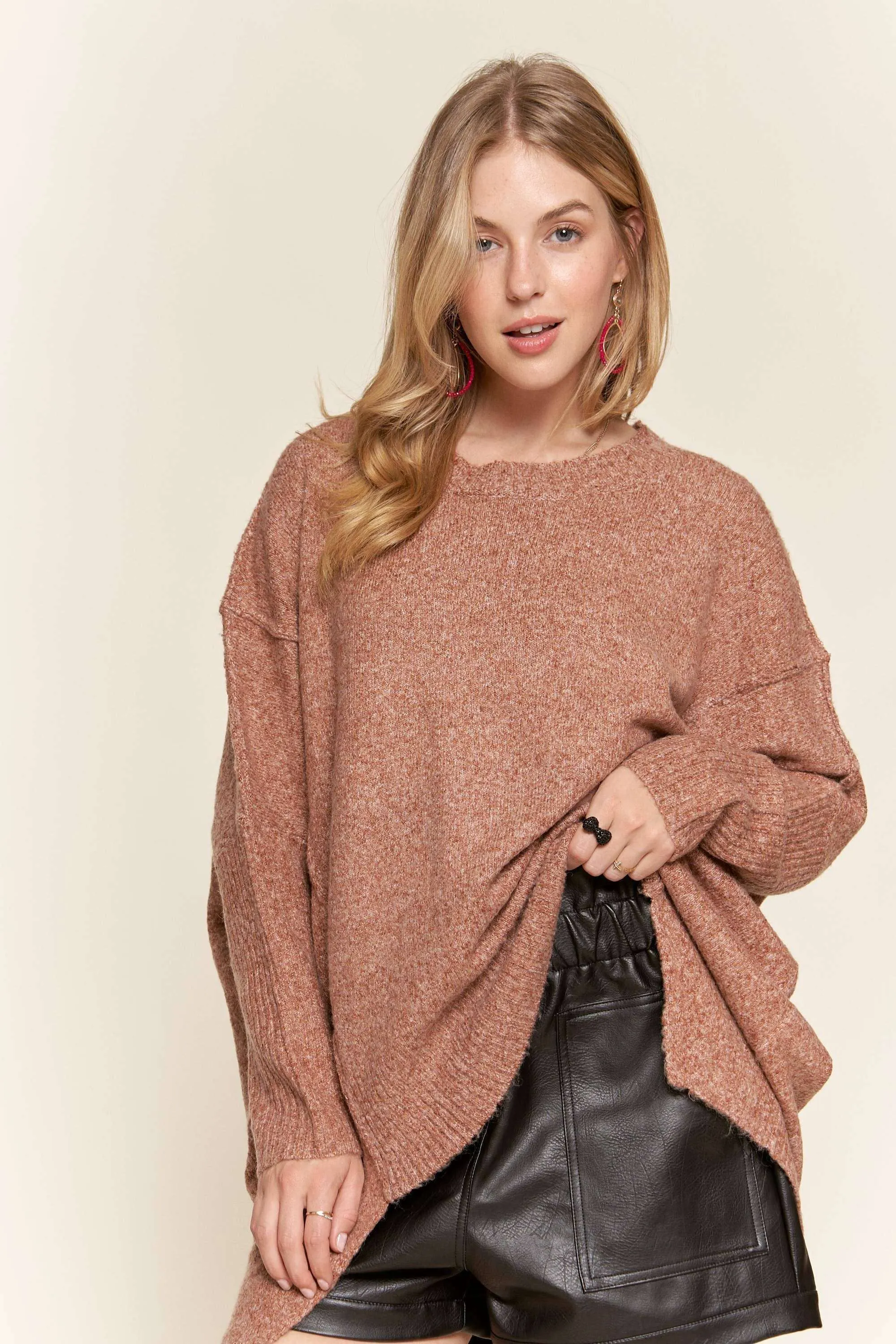 Adora Oversized Rust Knit Tunic Top