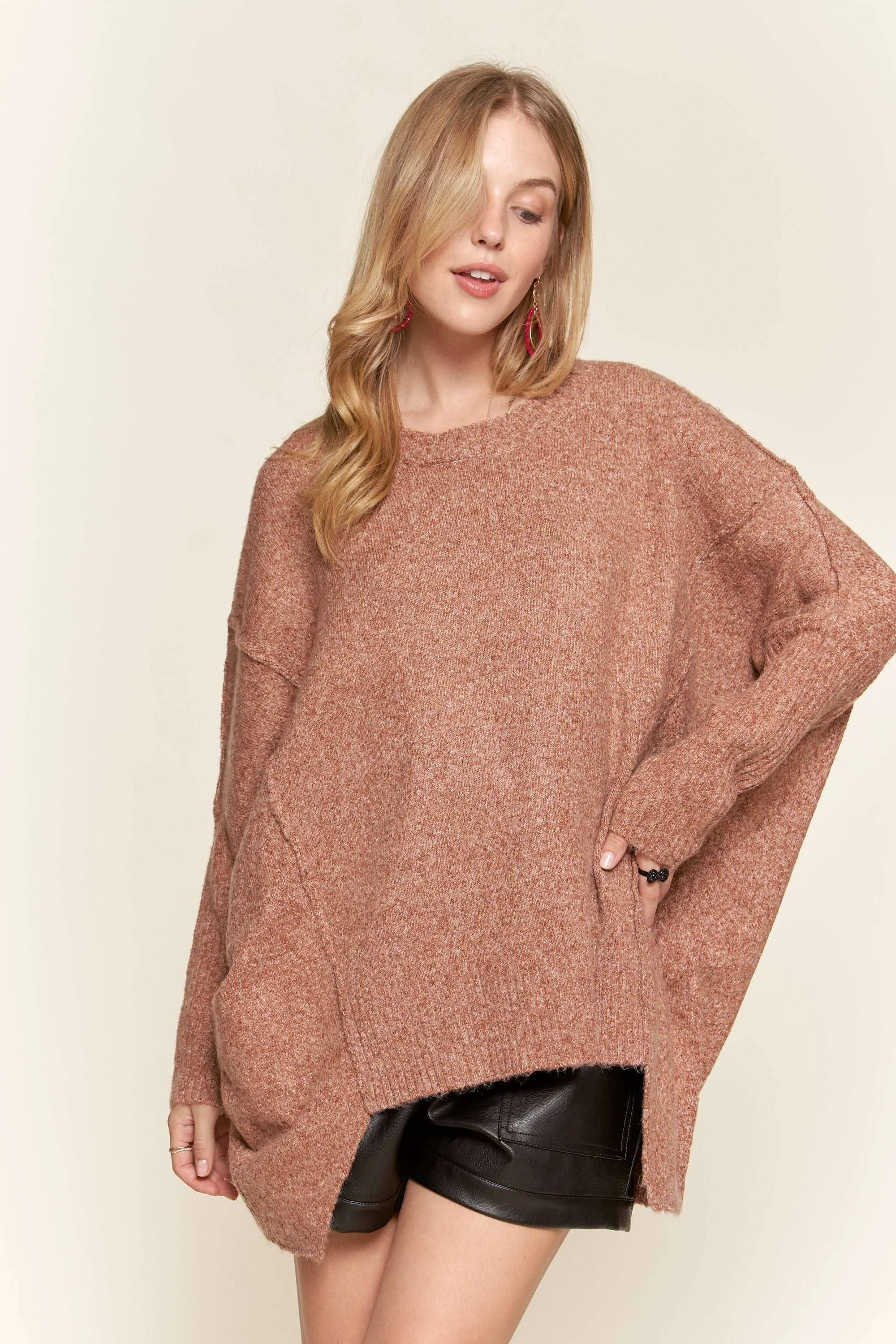 Adora Oversized Rust Knit Tunic Top