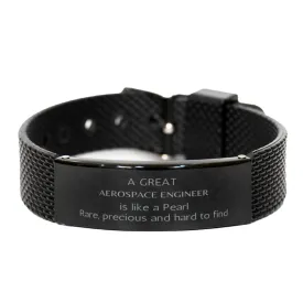 Aerospace Engineer Black Shark Mesh Bracelet - A Rare and Precious Gift for Graduation, Holidays, and Special Occasions - Inspire Confidence and Hope