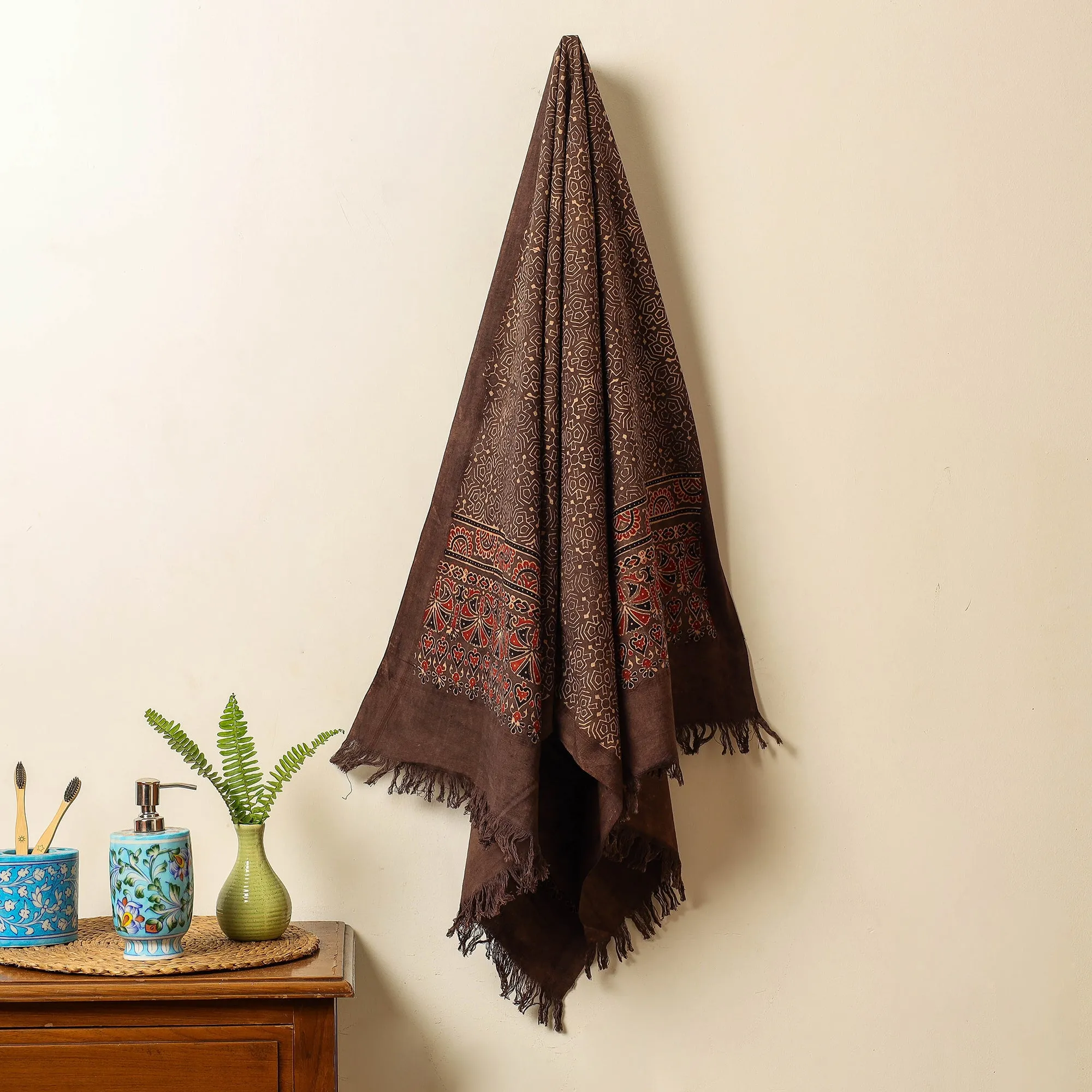 Ajrakh Block Printed Handloom Cotton Towel