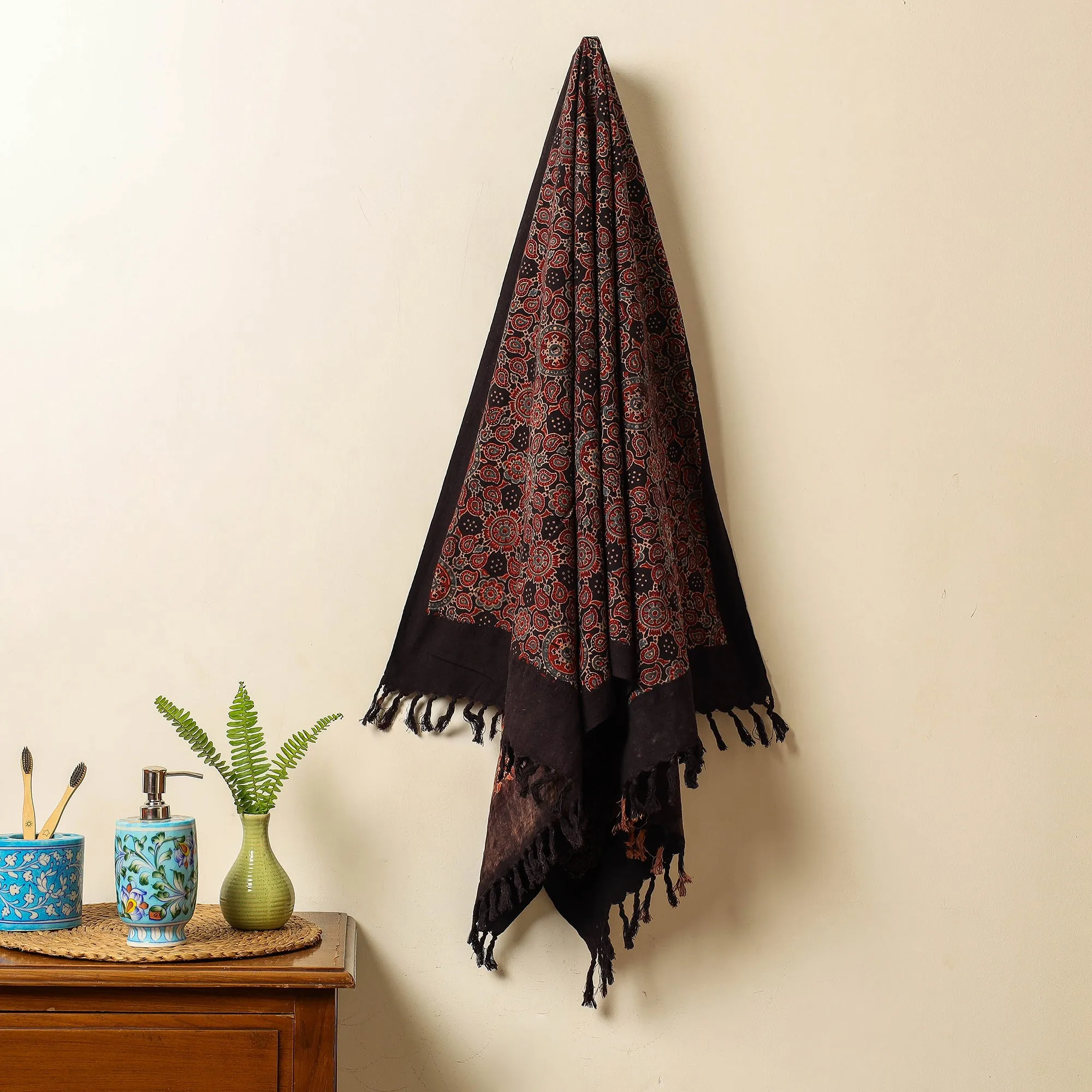 Ajrakh Block Printed Handloom Cotton Towel