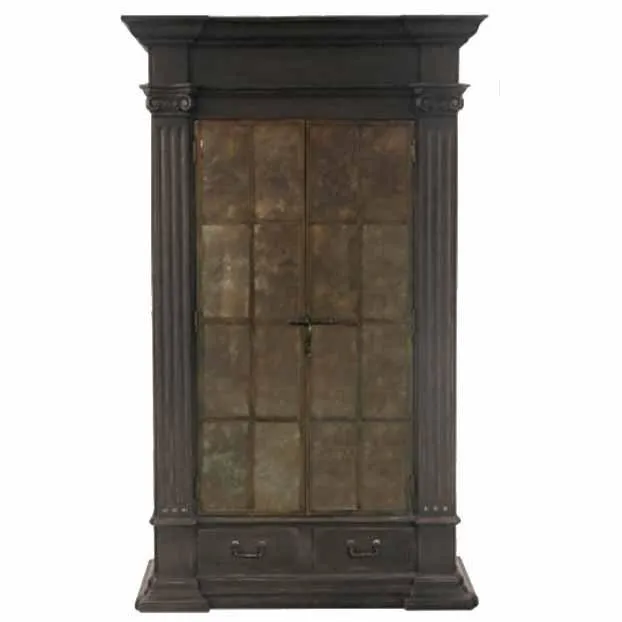 Antiqued Mirror Front Country Armoire