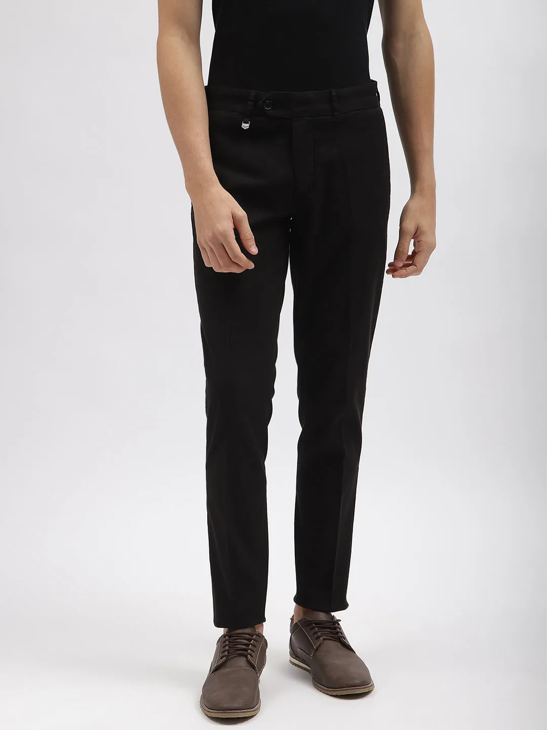 Antony Morato Men Black Solid Skinny Fit Mid-Rise Trouser