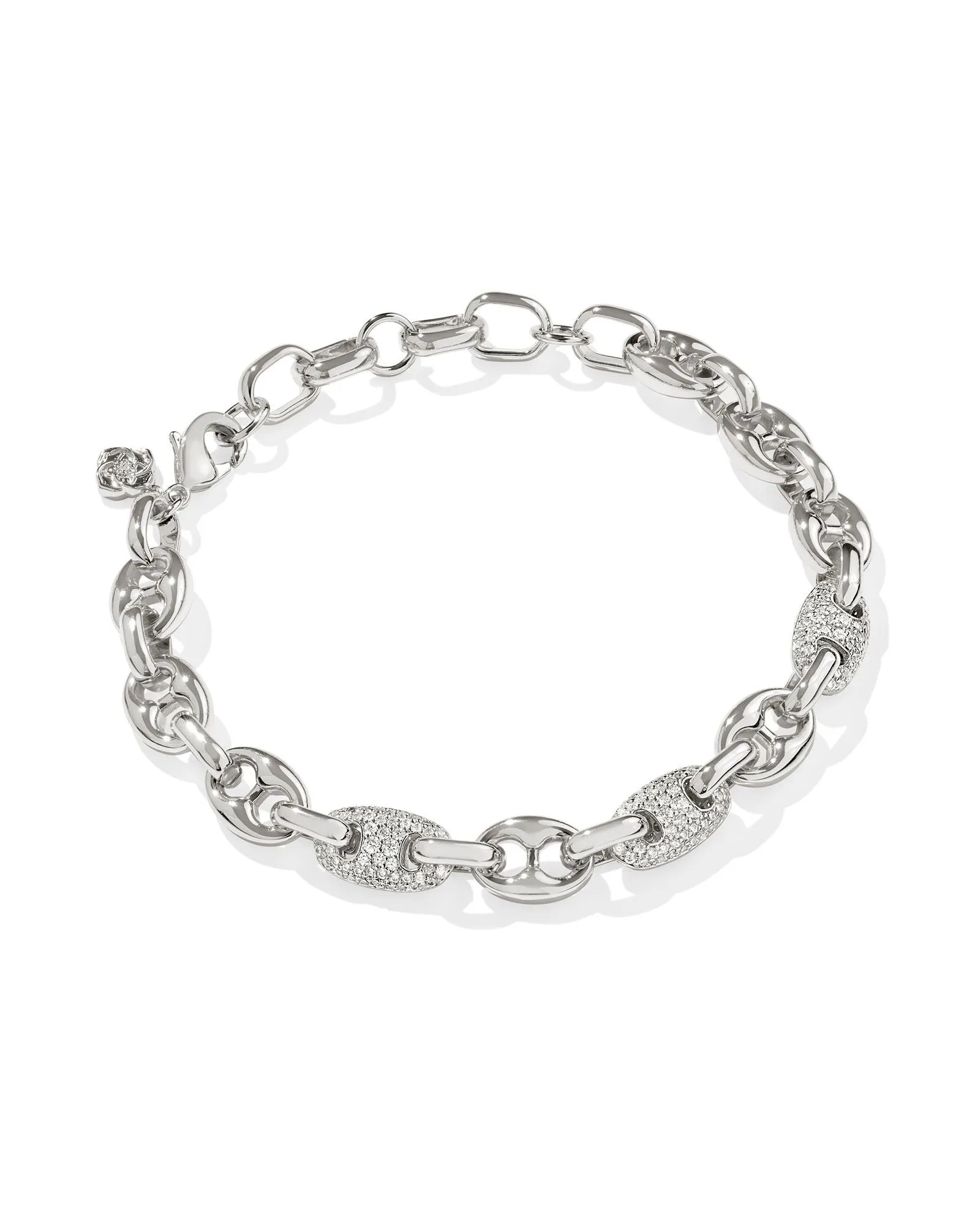 Bailey Pave Chain Bracelet in Silver White Crystal