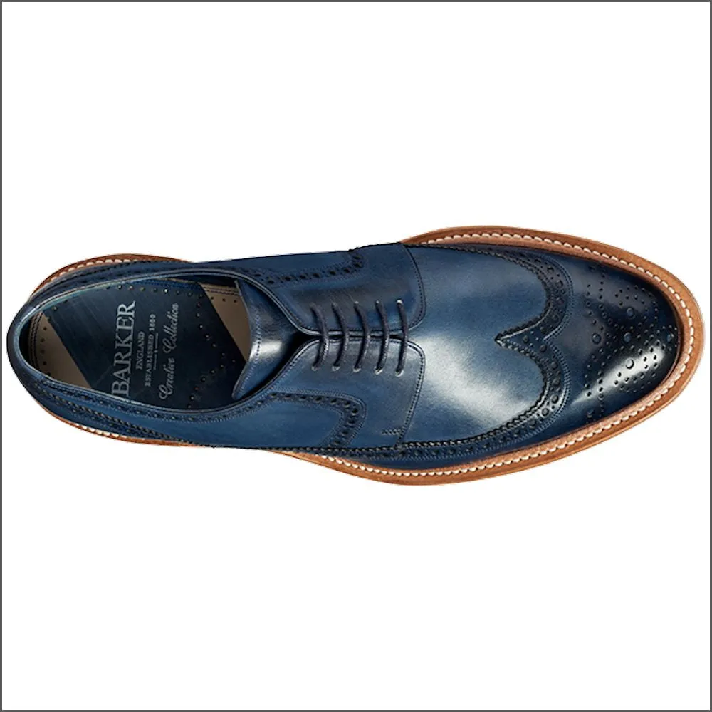 Barker Bailey Navy Hand Painted Derby Wingtip Brogue--