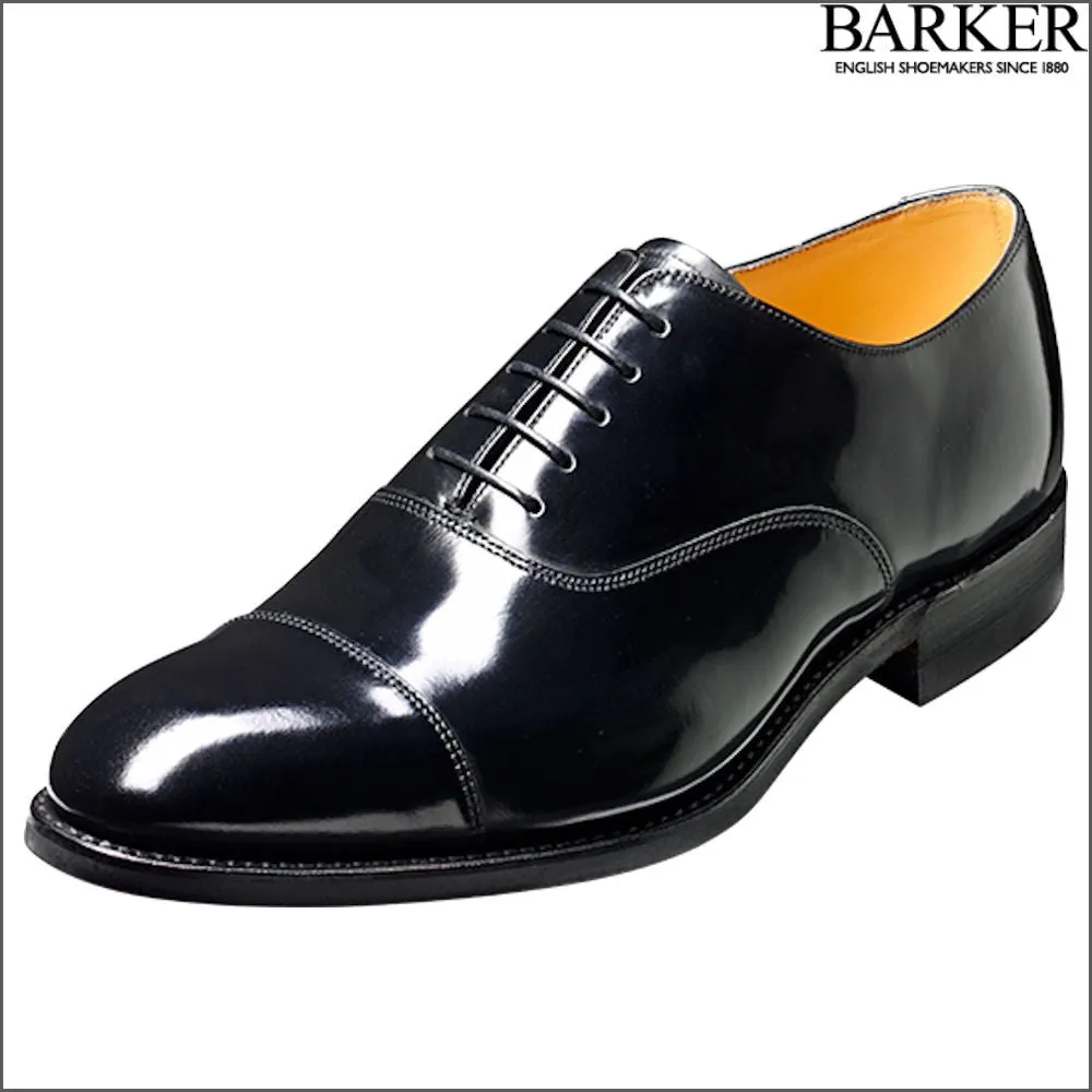 Barker Cheltenham Black Hi-Shine Oxford Toe Cap--