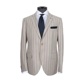 BEIGE AND BLUE CHALK PINSTRIPE