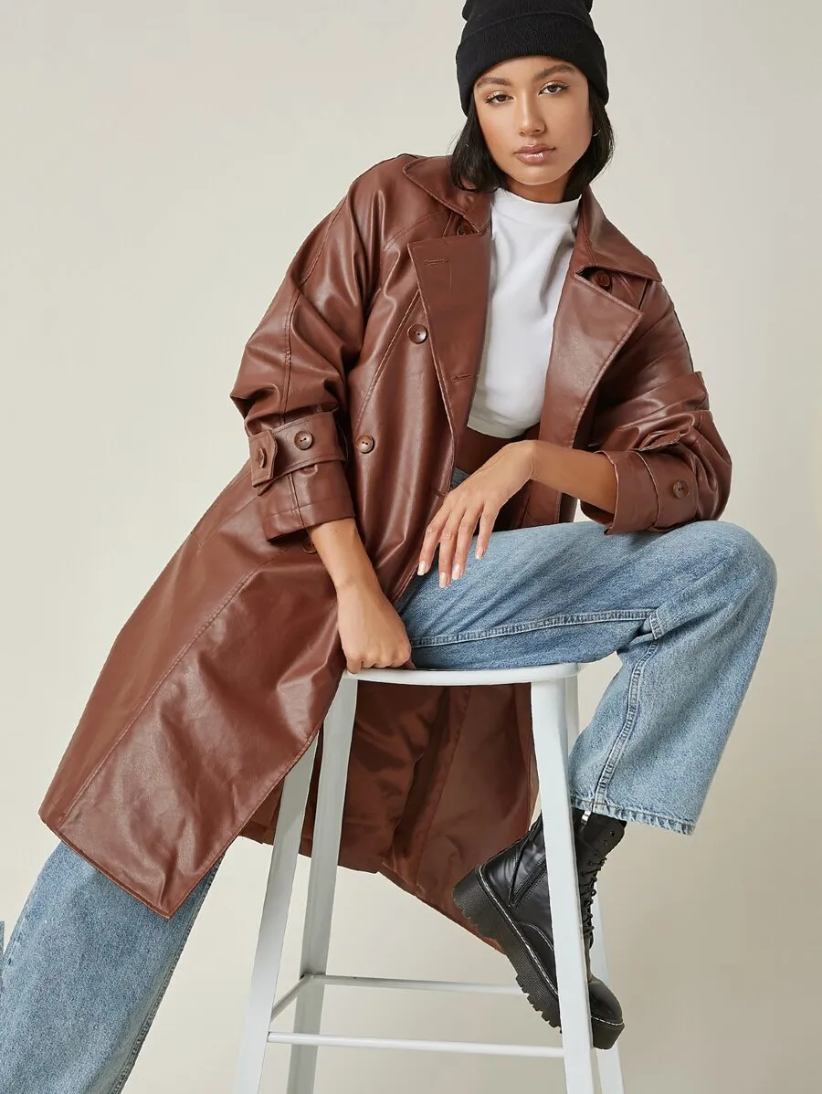 Belted Leather Coat