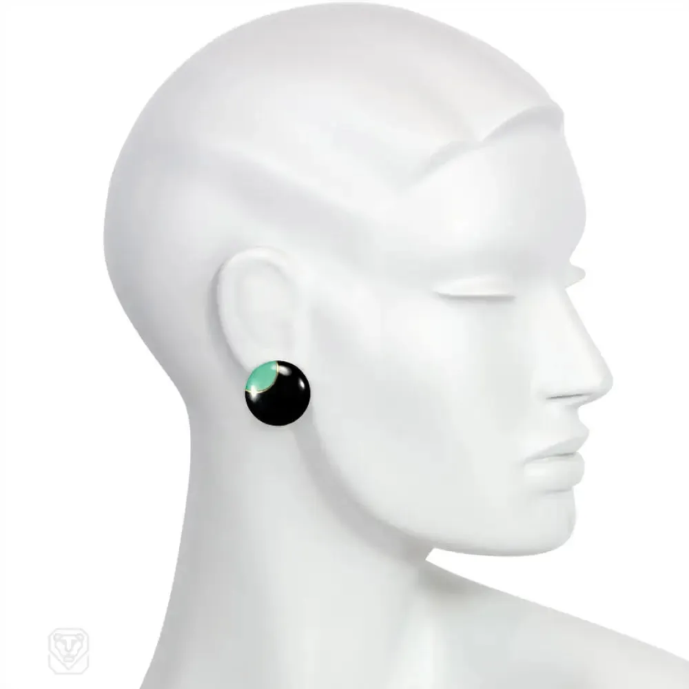 Black jade and turquoise disc earrings, Tiffany & Co.