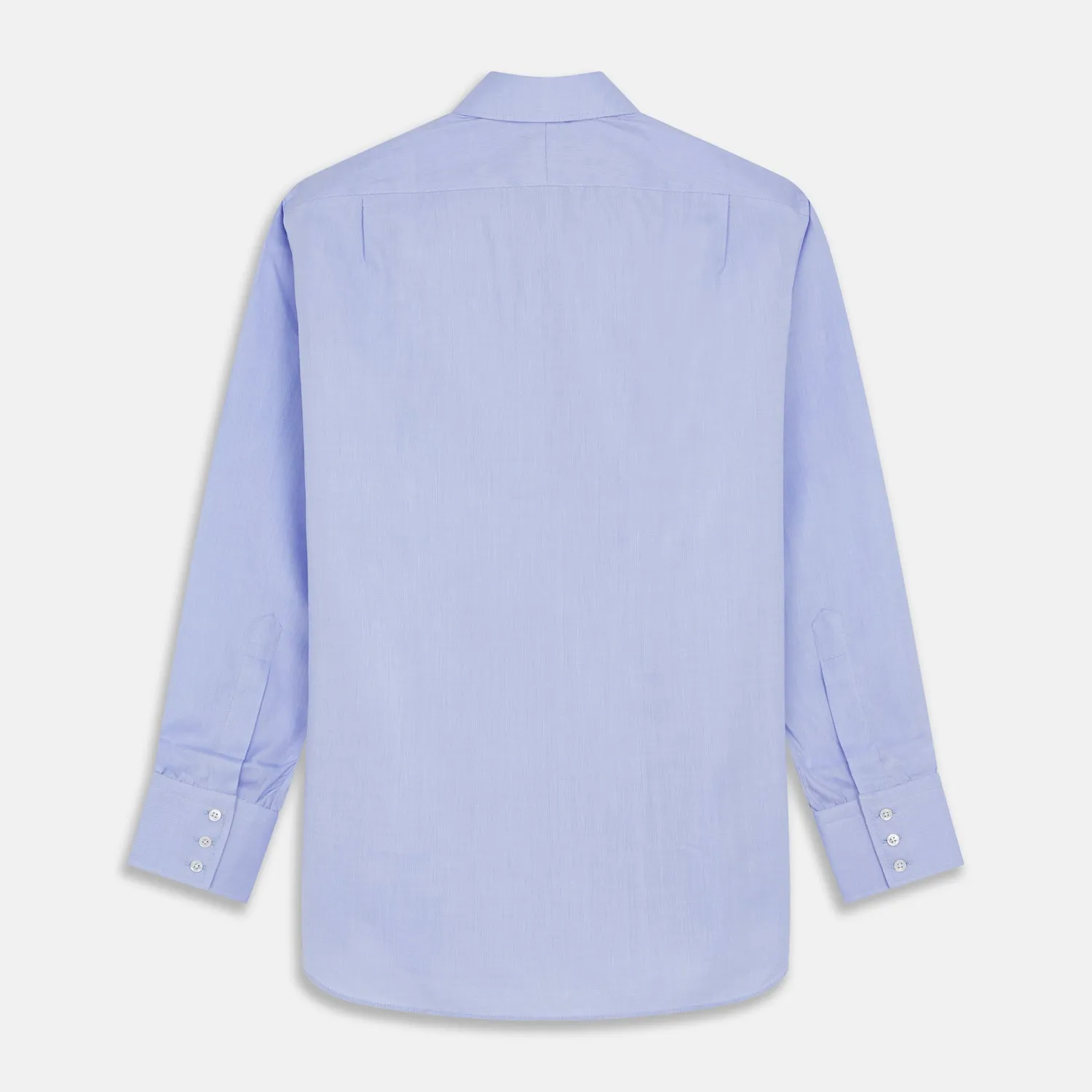 Blue Herringbone Regular Fit Shirt With Kent Collar