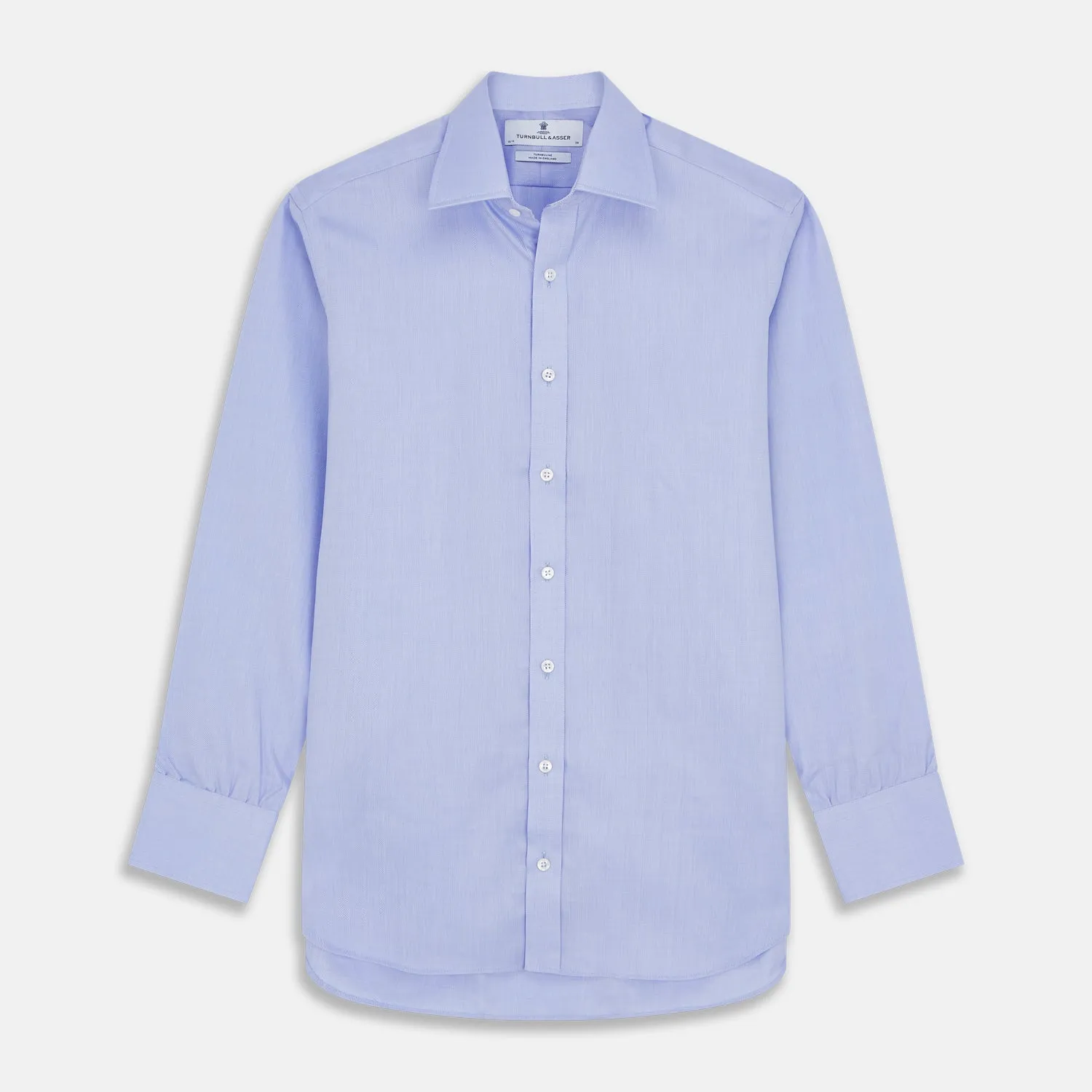 Blue Herringbone Regular Fit Shirt With Kent Collar