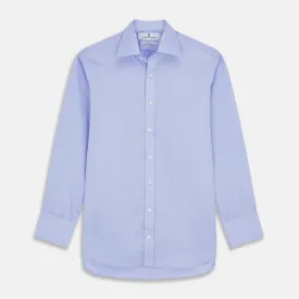 Blue Herringbone Regular Fit Shirt With Kent Collar