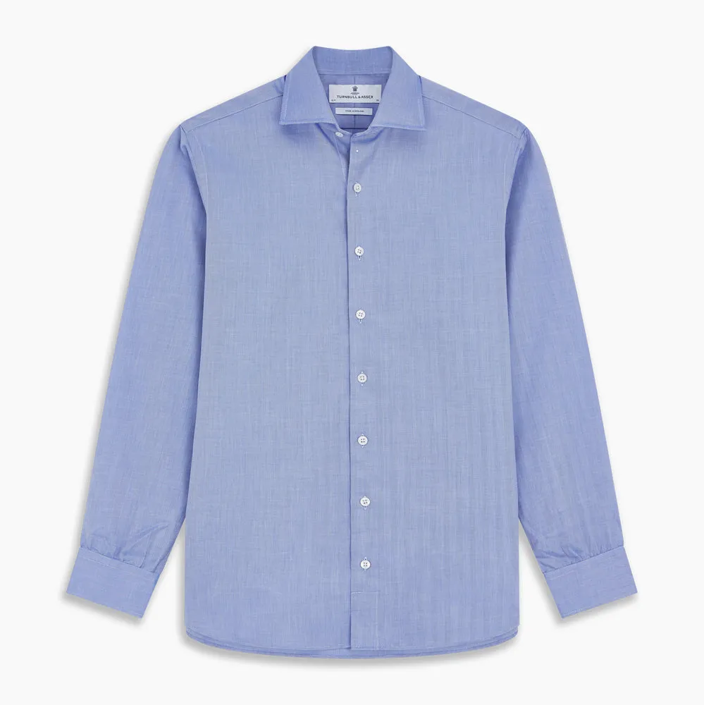 Blue Herringbone Tailored Fit Shirt With Kent Collar