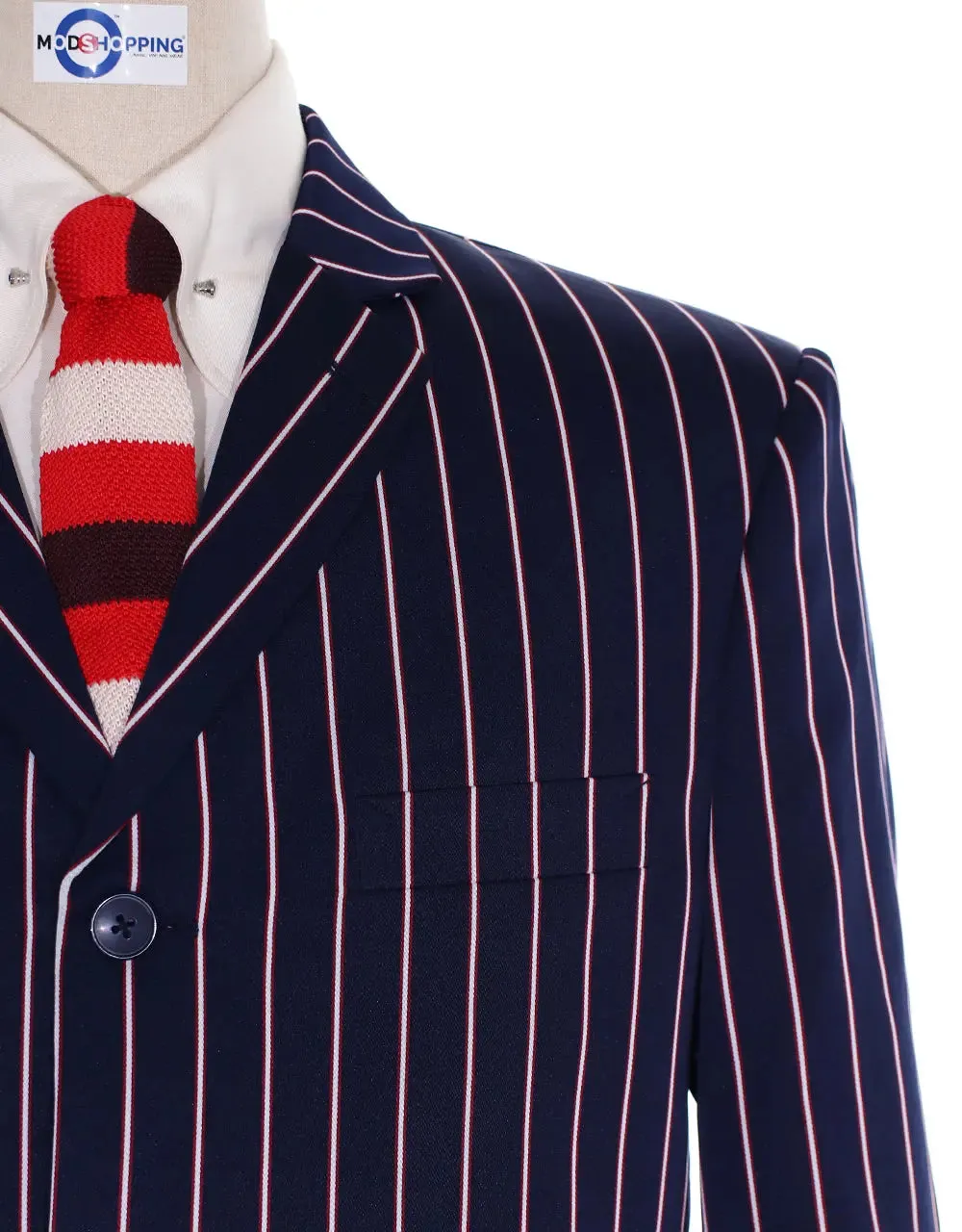 Boating Blazer | Navy Blue and White Striped Blazer