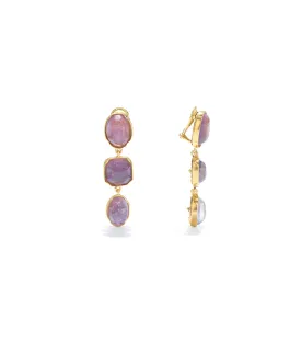 Boucles d'oreilles Clip Triple Cabochons