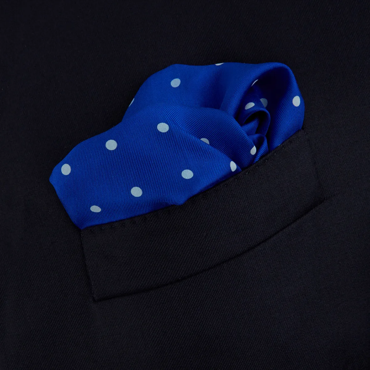 Bright Blue Spot Silk Pocket Square