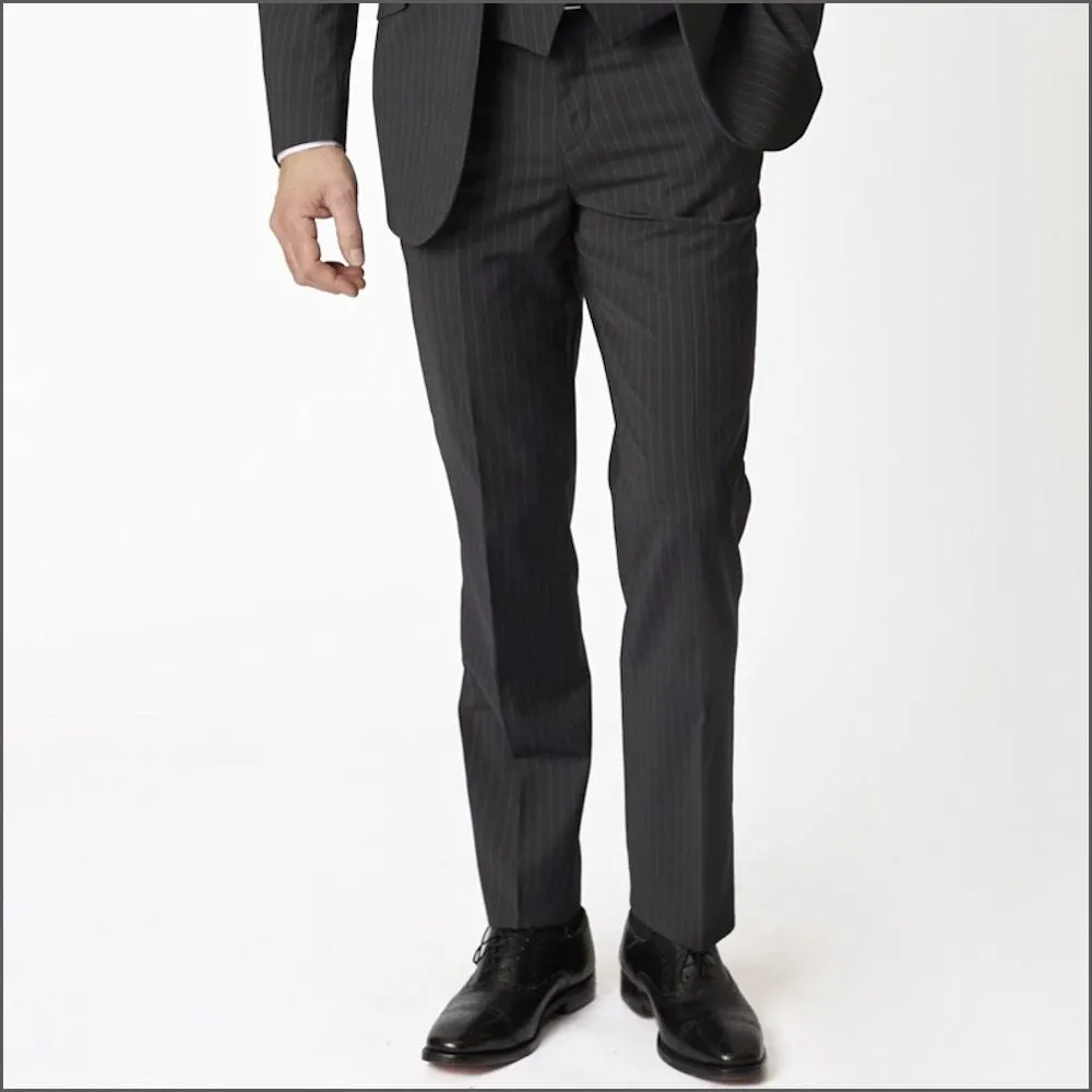 Brook Taverner Avalino Charcoal Pinstripe Washable Crease Resistant 2 Pic Travel Suit**