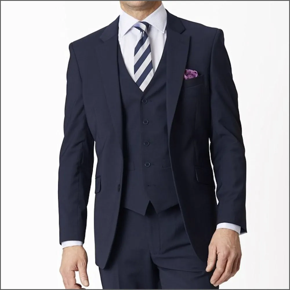 Brook Taverner Avalino Navy Washable Crease Resistant 2 Pic Travel Suit-