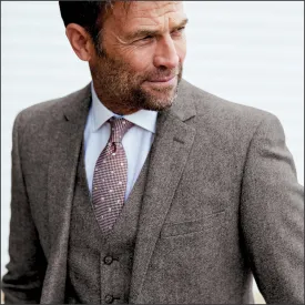 Brook Taverner Clifford Grey Donegal Wool Suit - Waistcoat Optional-