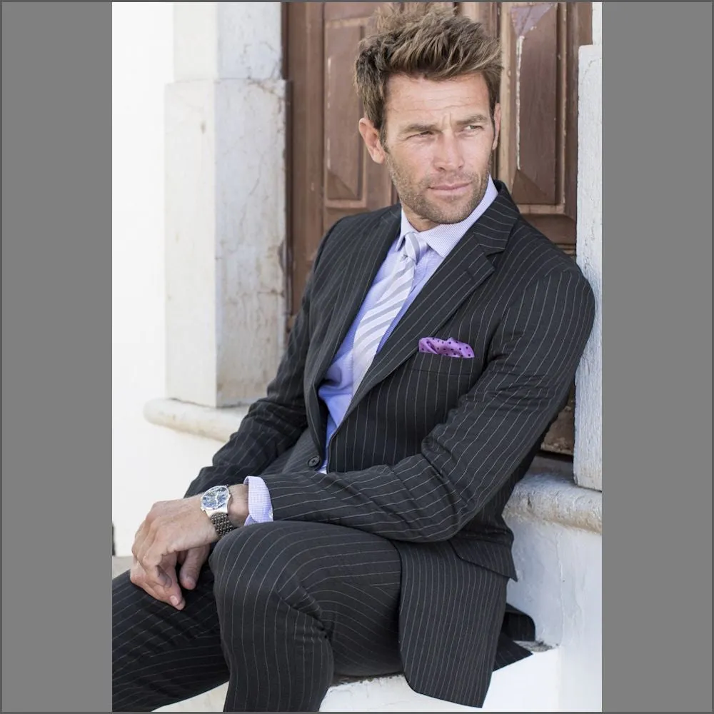 Brook Taverner Epsom Grey Pinstripe Super 110's Suit-